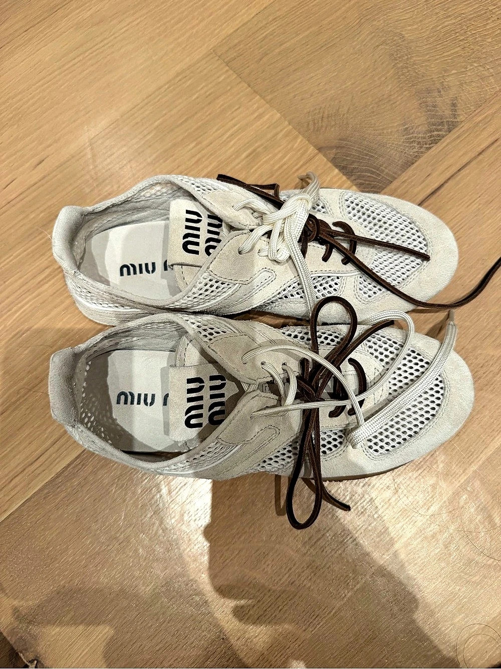Miu Miu Rete Scamosciato Sneaker White & Brown EU 36.5 excellent condition - Picture 2 of 6